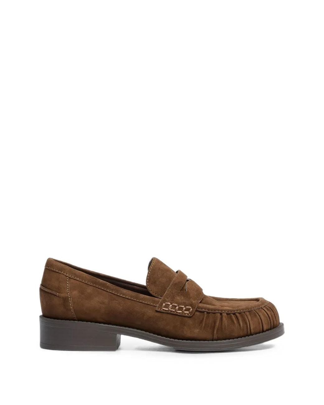 Ash Brown Rusty Ruched Penny-Strap Loafers