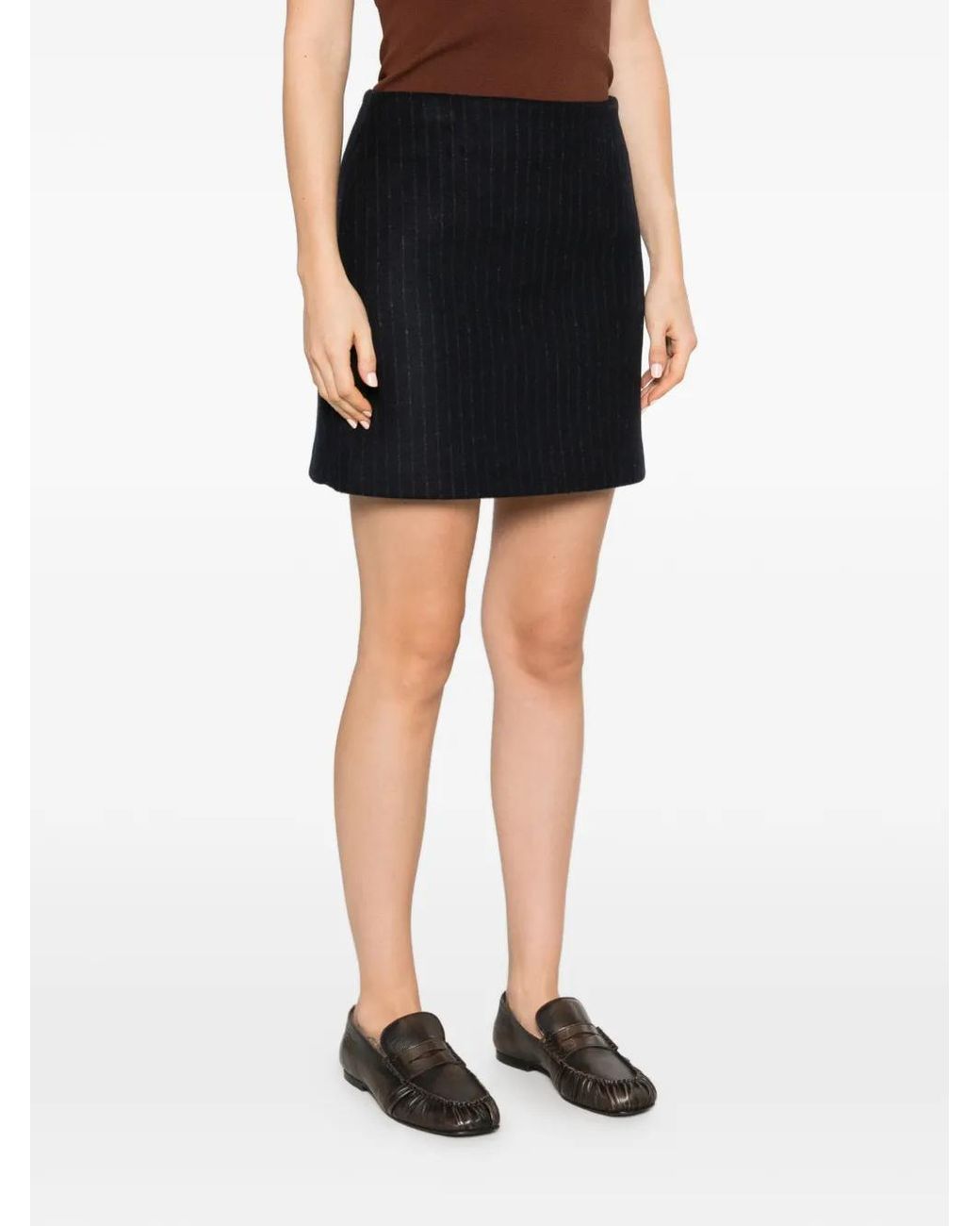 A.P.C. Black Pinstripe-Pattern Wool Mini Skirt