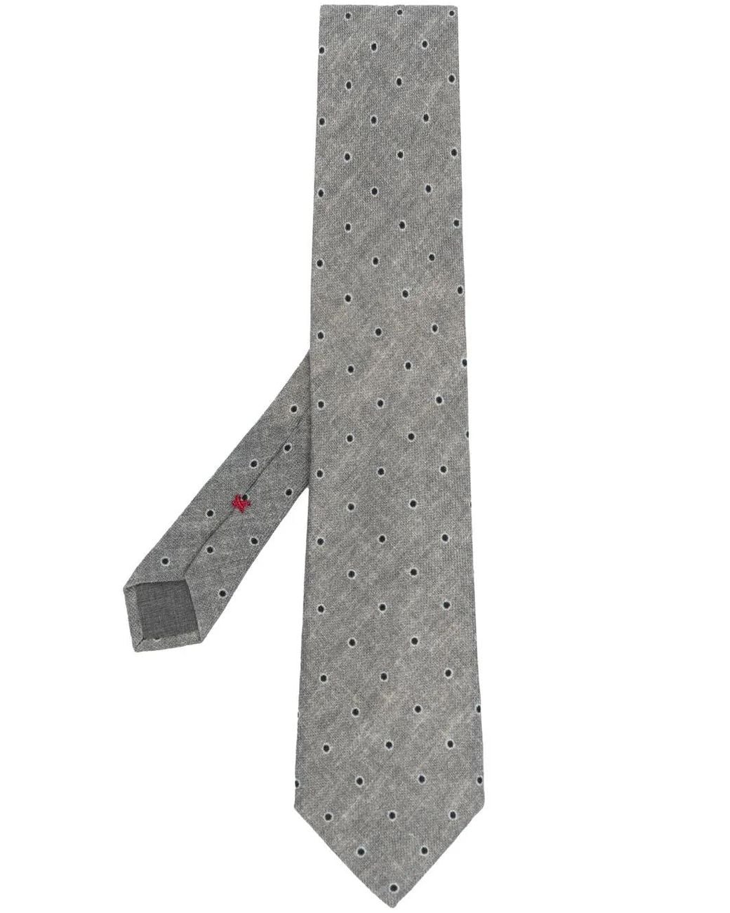 Brunello Cucinelli Gray Polka-Dot Wool Tie for men