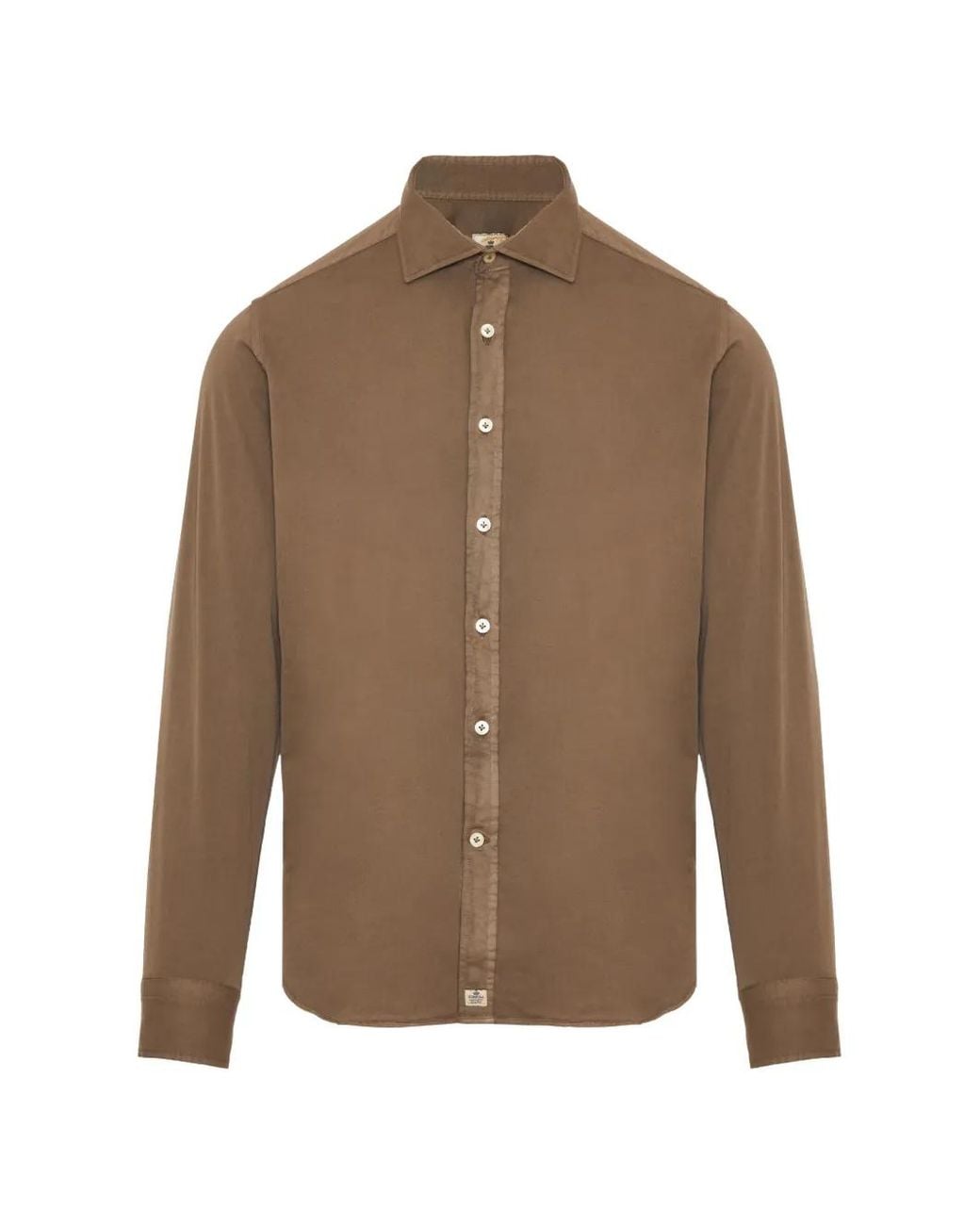 Sonrisa Brown Point-Collar Long-Sleeve Shirt for men