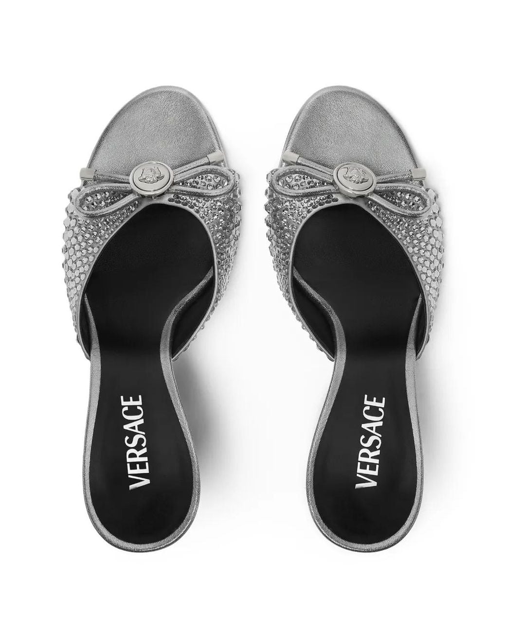 Versace White Opera Bow Embellished Mules 85 Mm