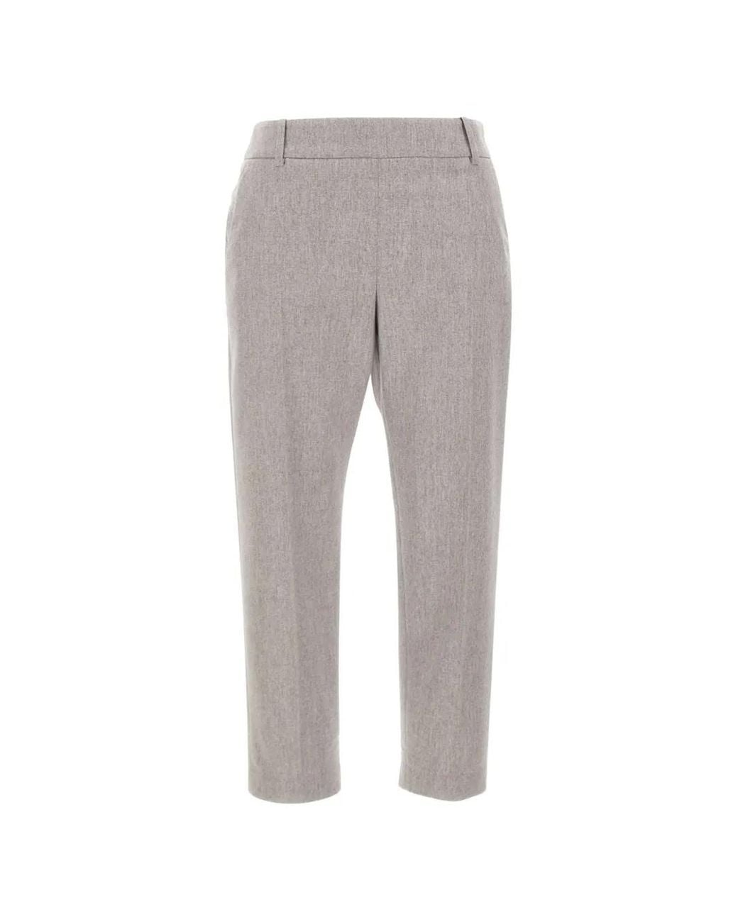 Eleventy Gray Pressed-Crease Trousers