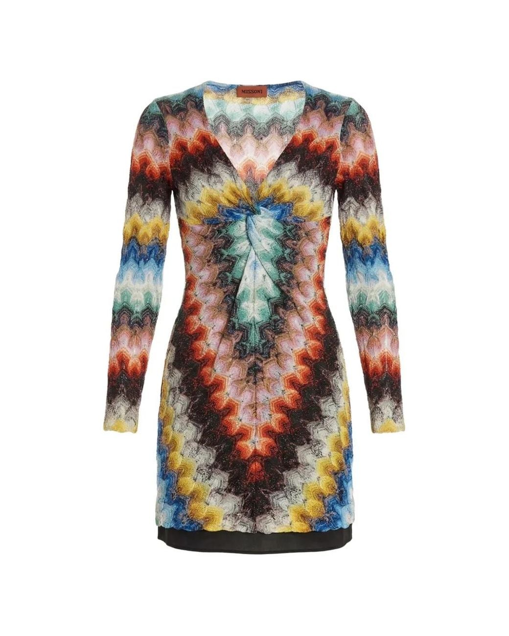 Missoni White V-Neck Patterned Mini Dress