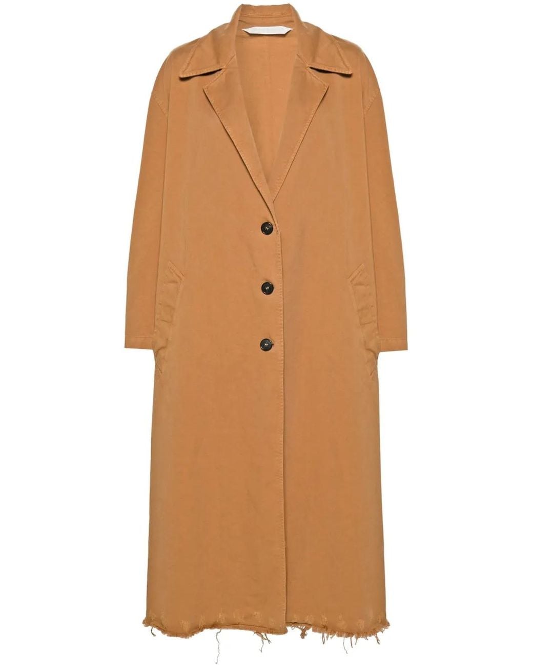 Palm Angels Brown Raw Cut-Hem Single-Breasted Coat