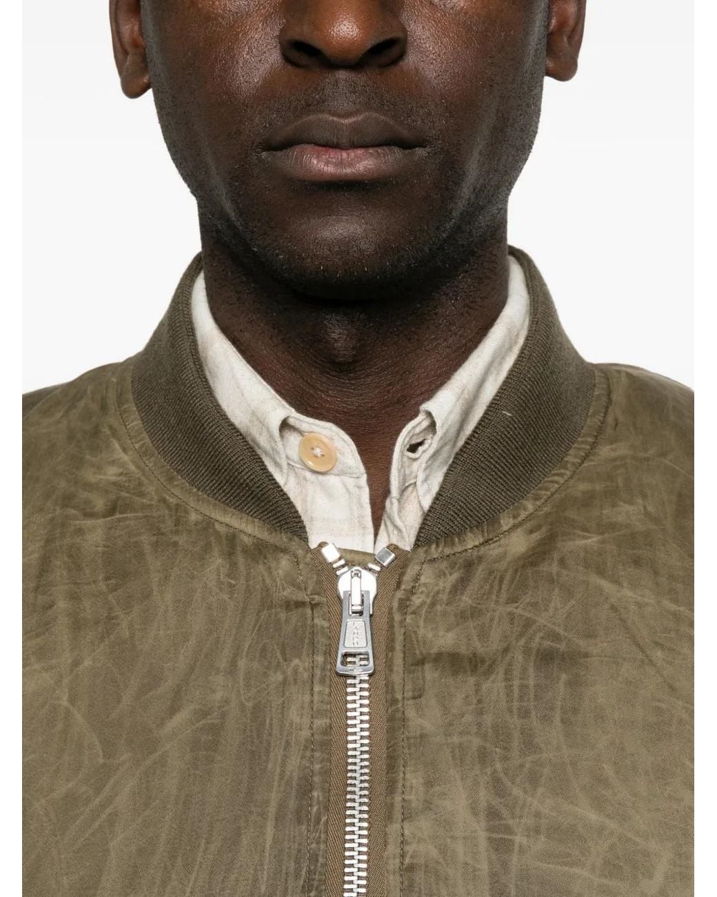 Our Legacy Brown Wax-Dipped Cupro Bomber Jacket for men