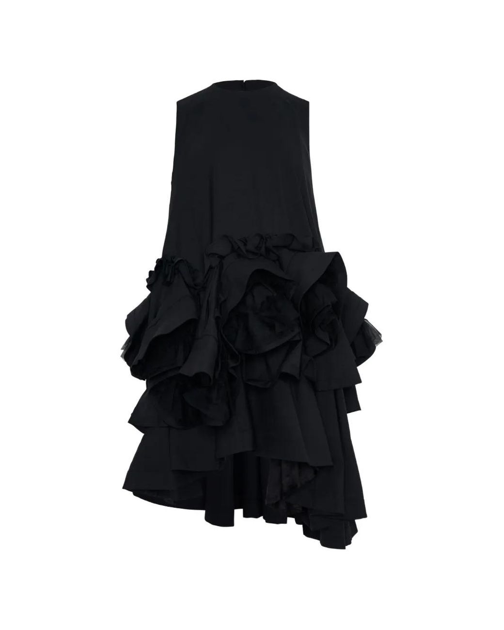 Noir Kei Ninomiya Black Cascading Ruffled Sleeveless Midi Dress