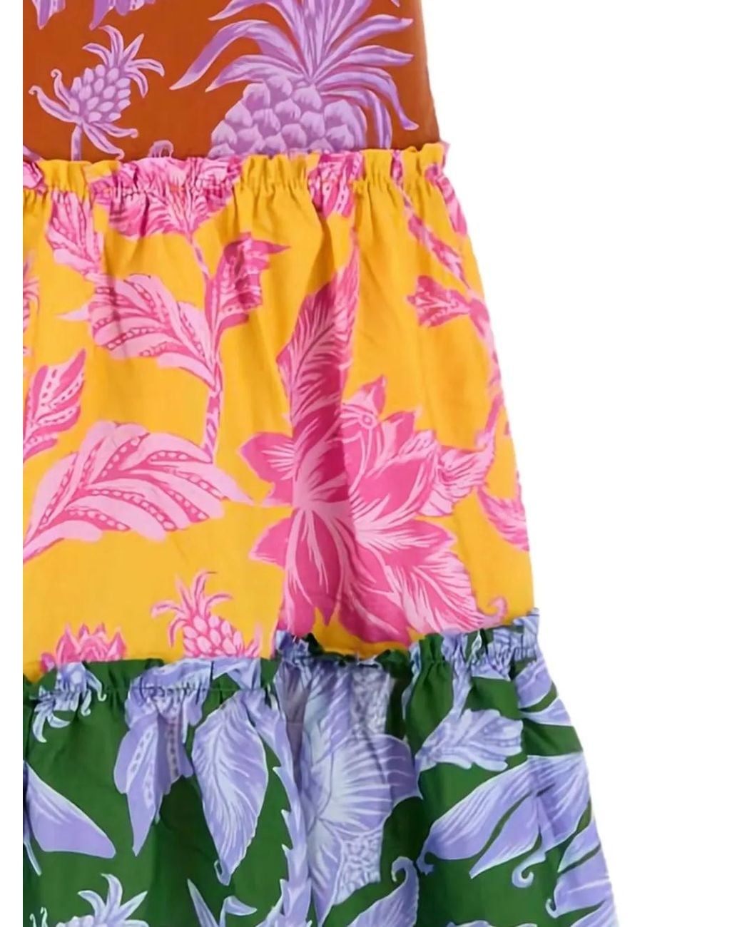 Farm Rio Tropical-Print Tiered Midi Dress