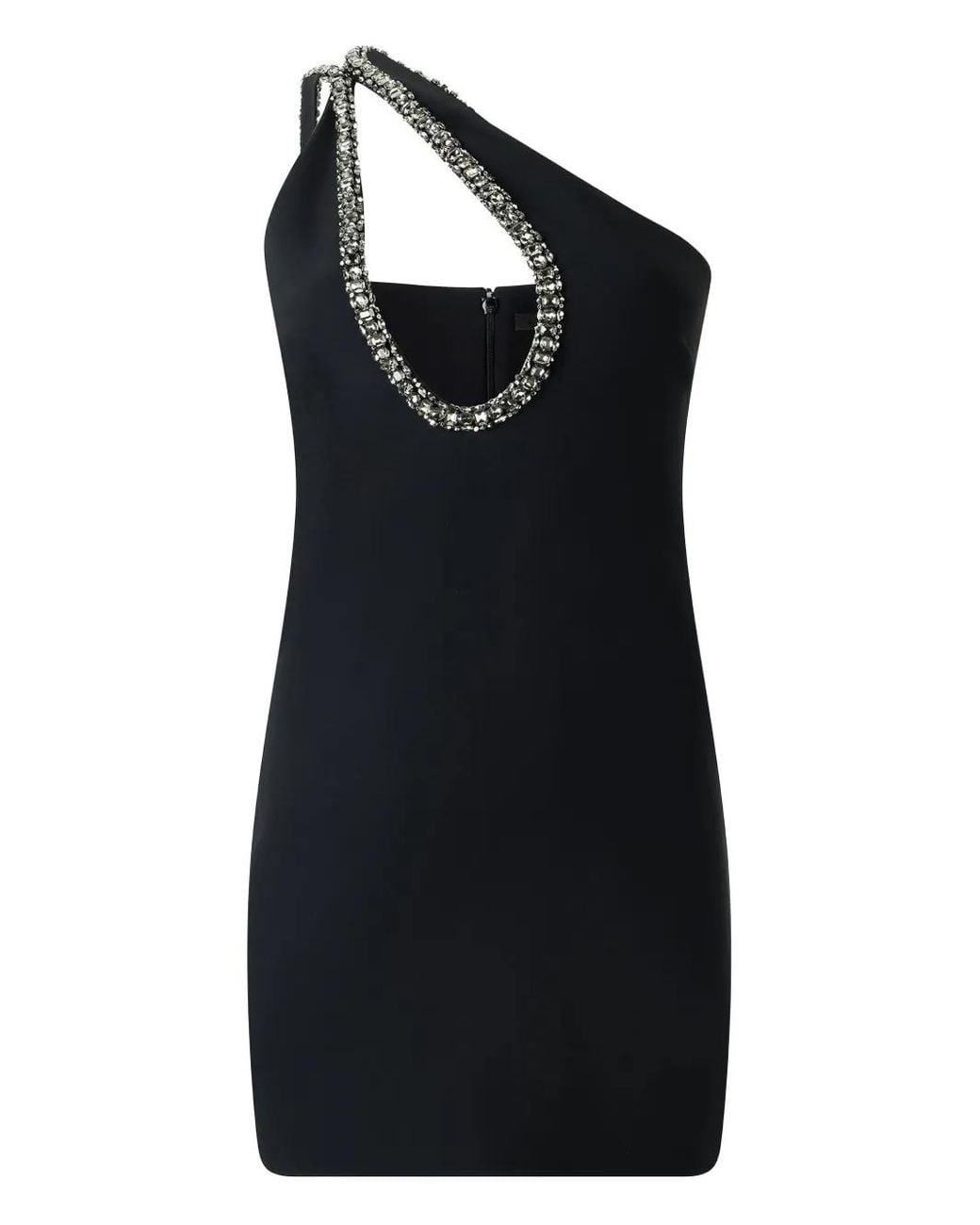 Roberto Cavalli Black Mini One-Shoulder Embellished Dress