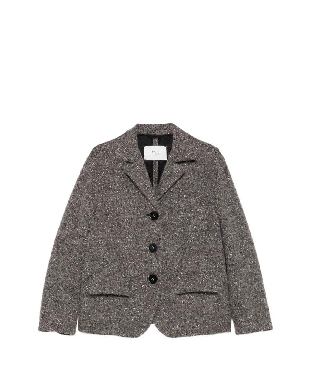 Tela Gray Solare Single-Breasted Textured Coat