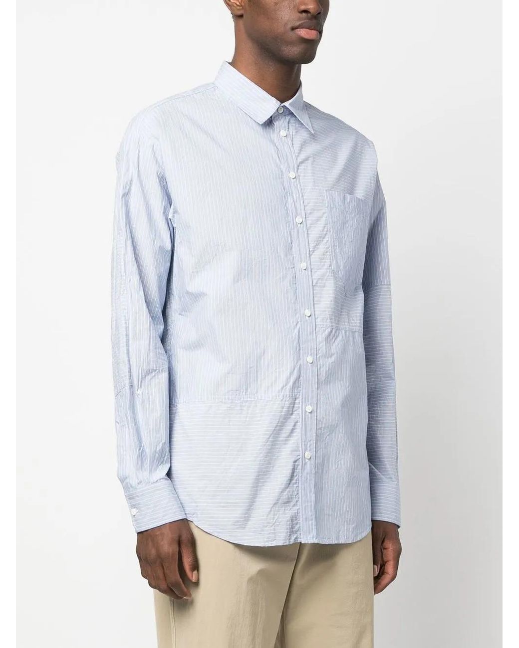 DSquared² Blue Stripe-Pattern Cotton Shirt for men