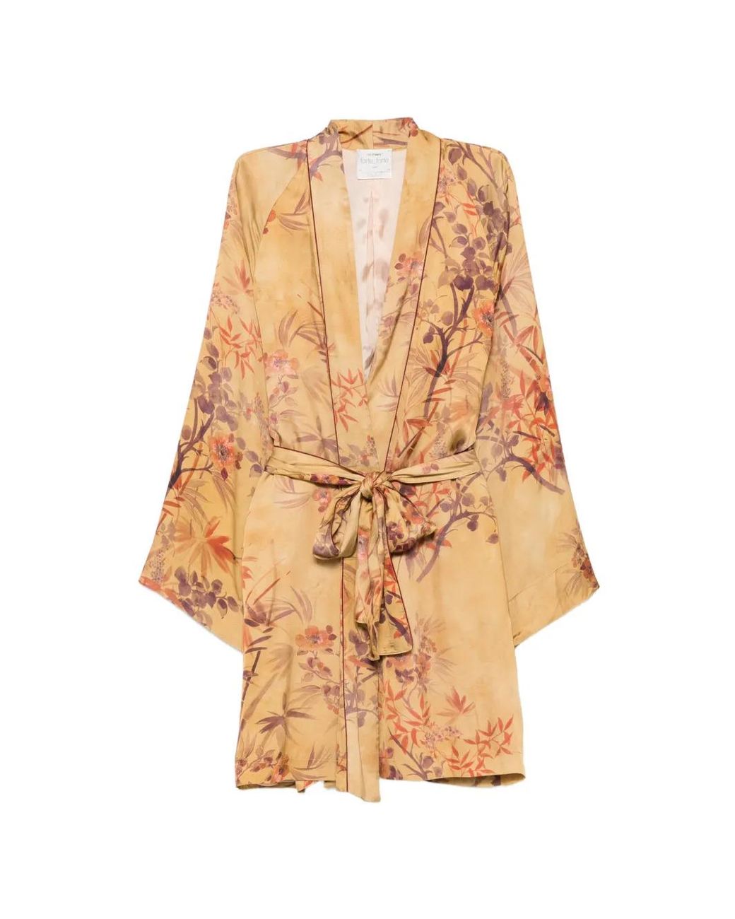 Forte_forte Natural Floral-Print Belted Jacket