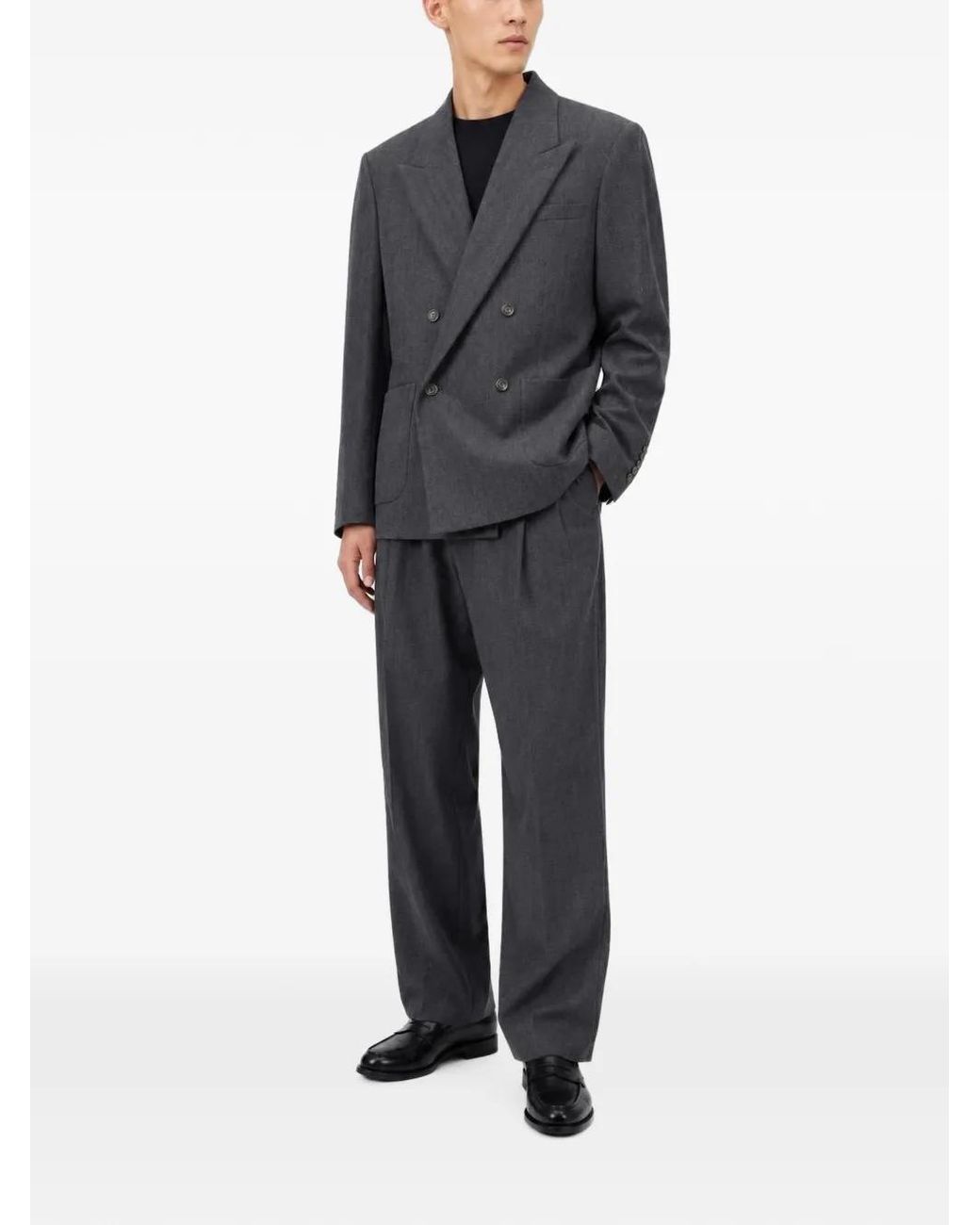 Anips Gray Double-Breasted Pinstripe Jacket for men