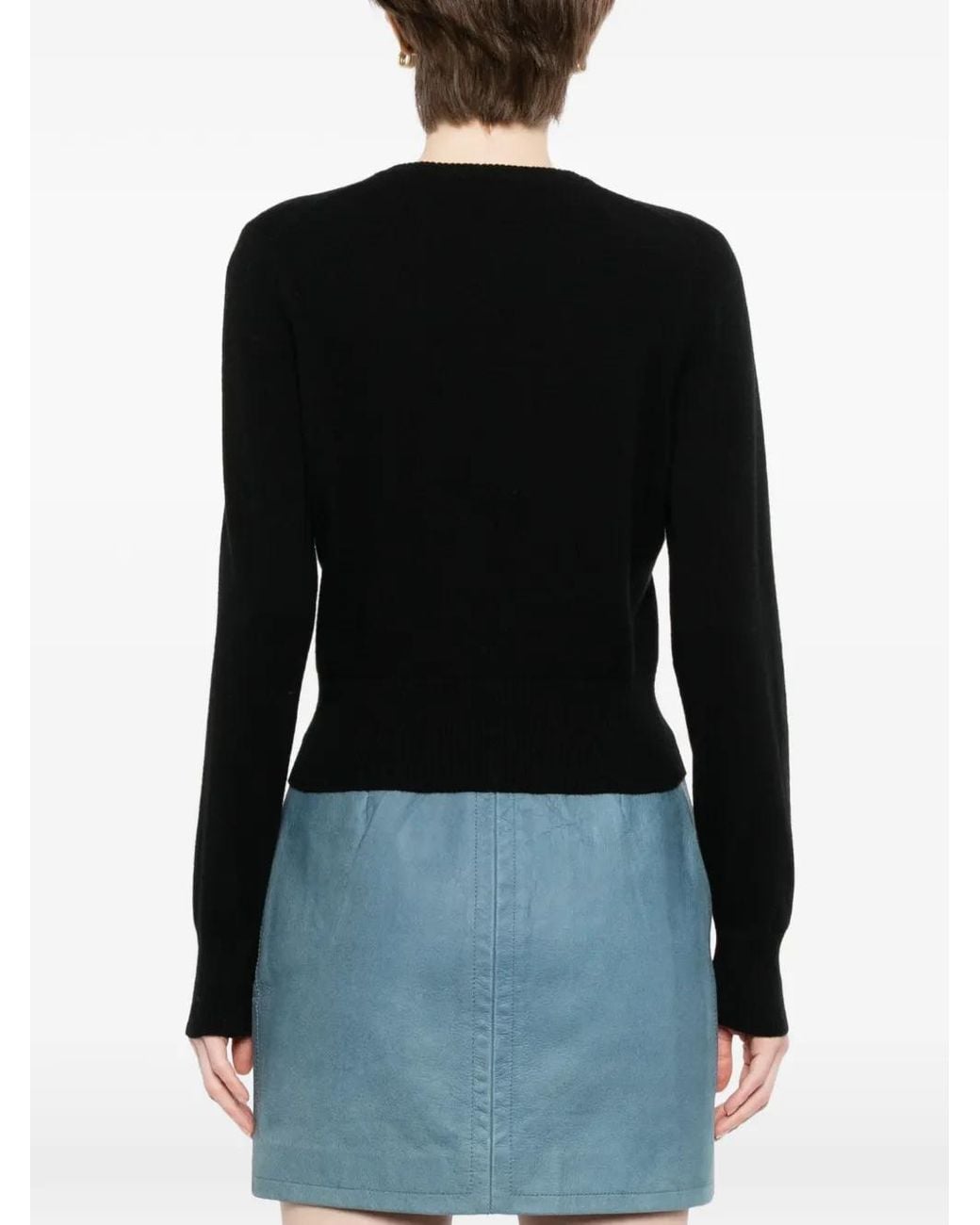 N.Peal Cashmere Black Covered Button Cashmere Cardigan