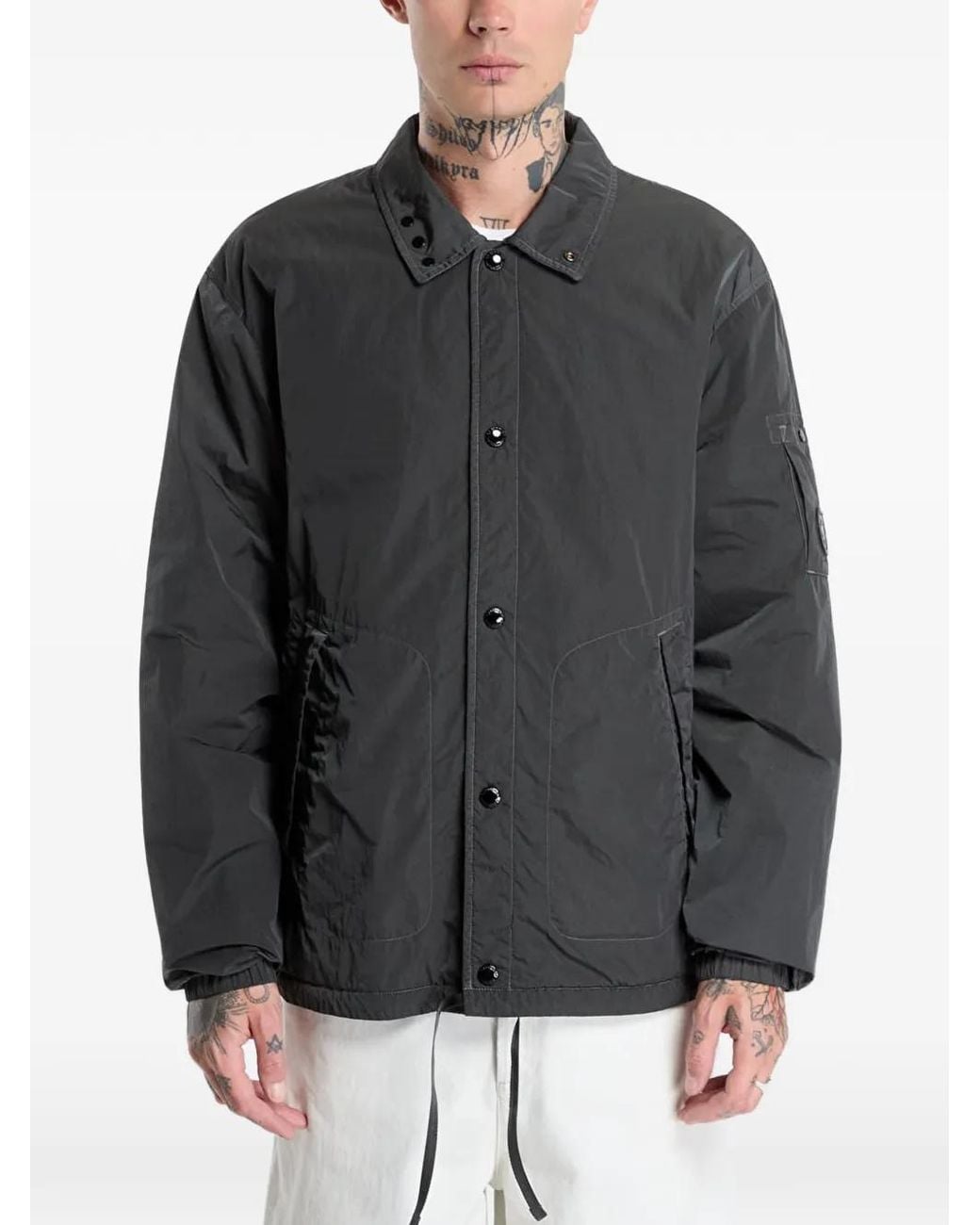 C P Company Gray Heavy Chrome-R Coach Lens Jacket for men