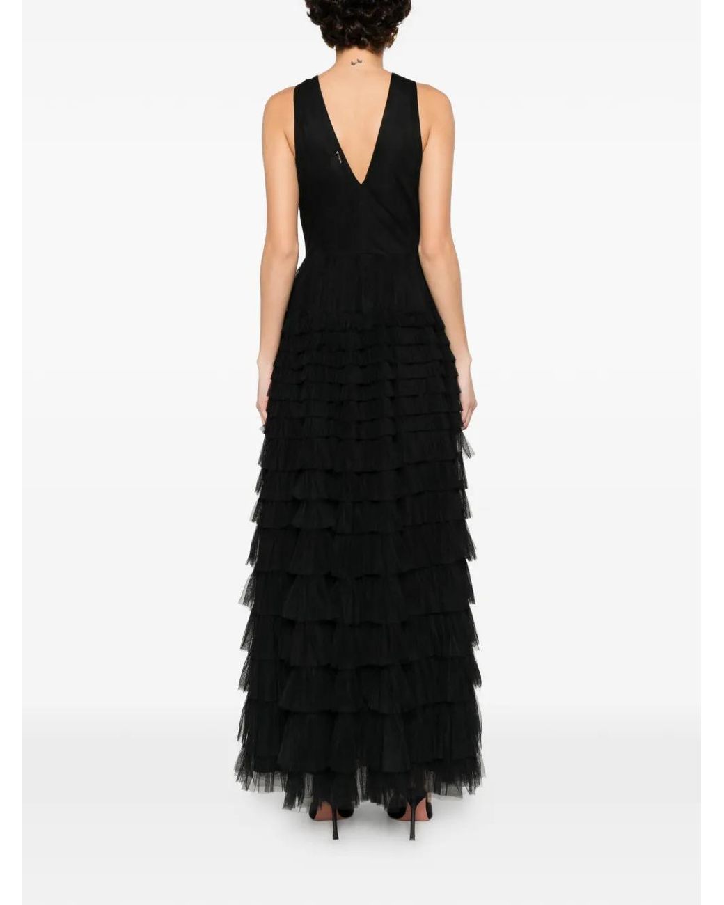 Twinset Black Ruffled V-Neck Dress