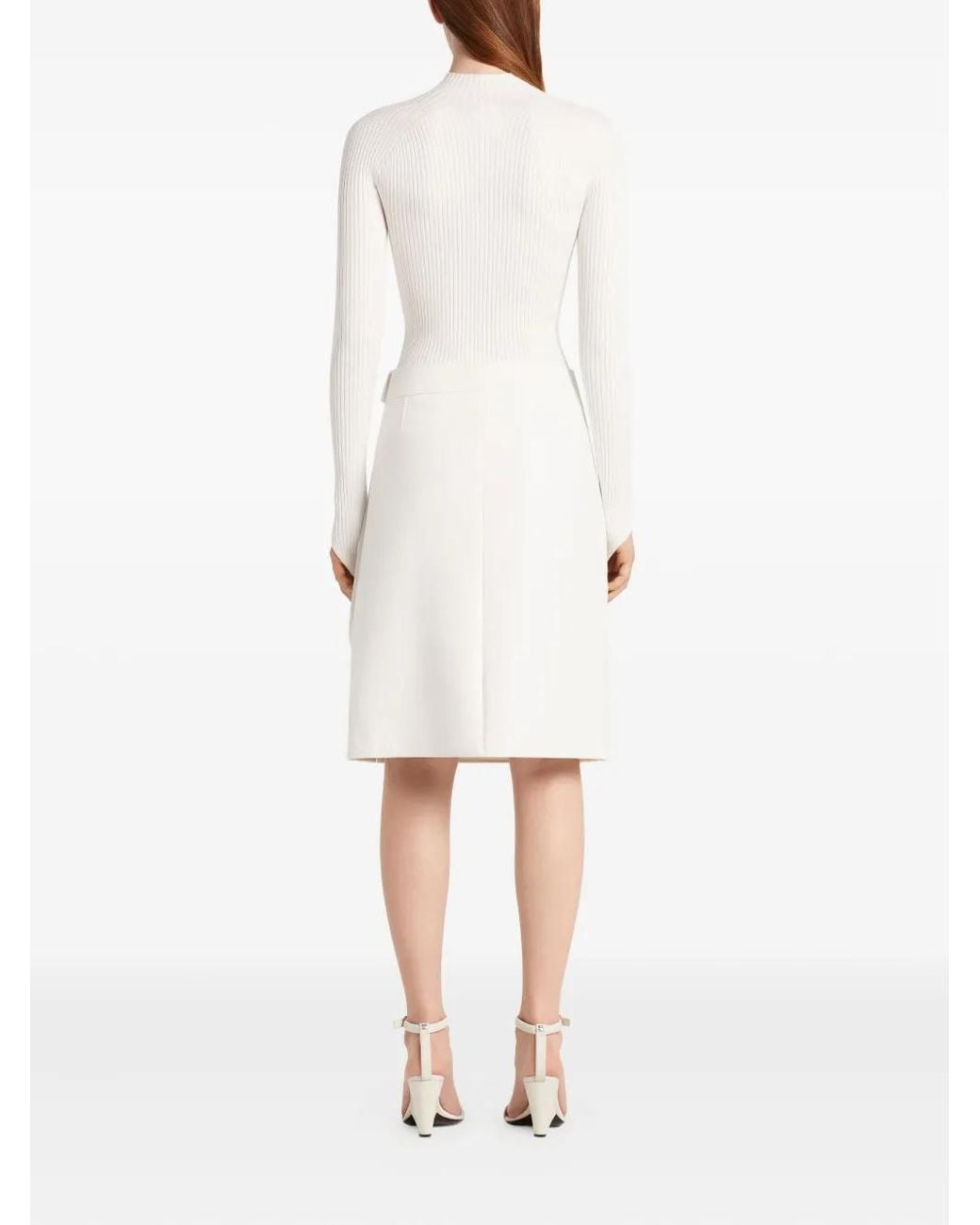 Courreges White Ribbed Turtleneck Top