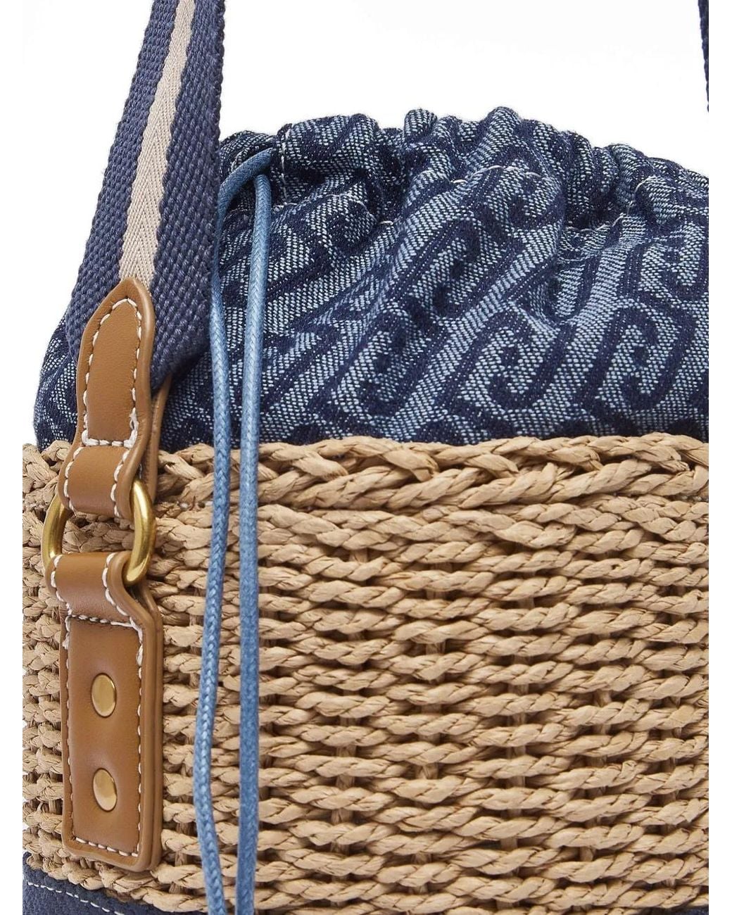 Liu Jo Gray Straw Bucket Bag