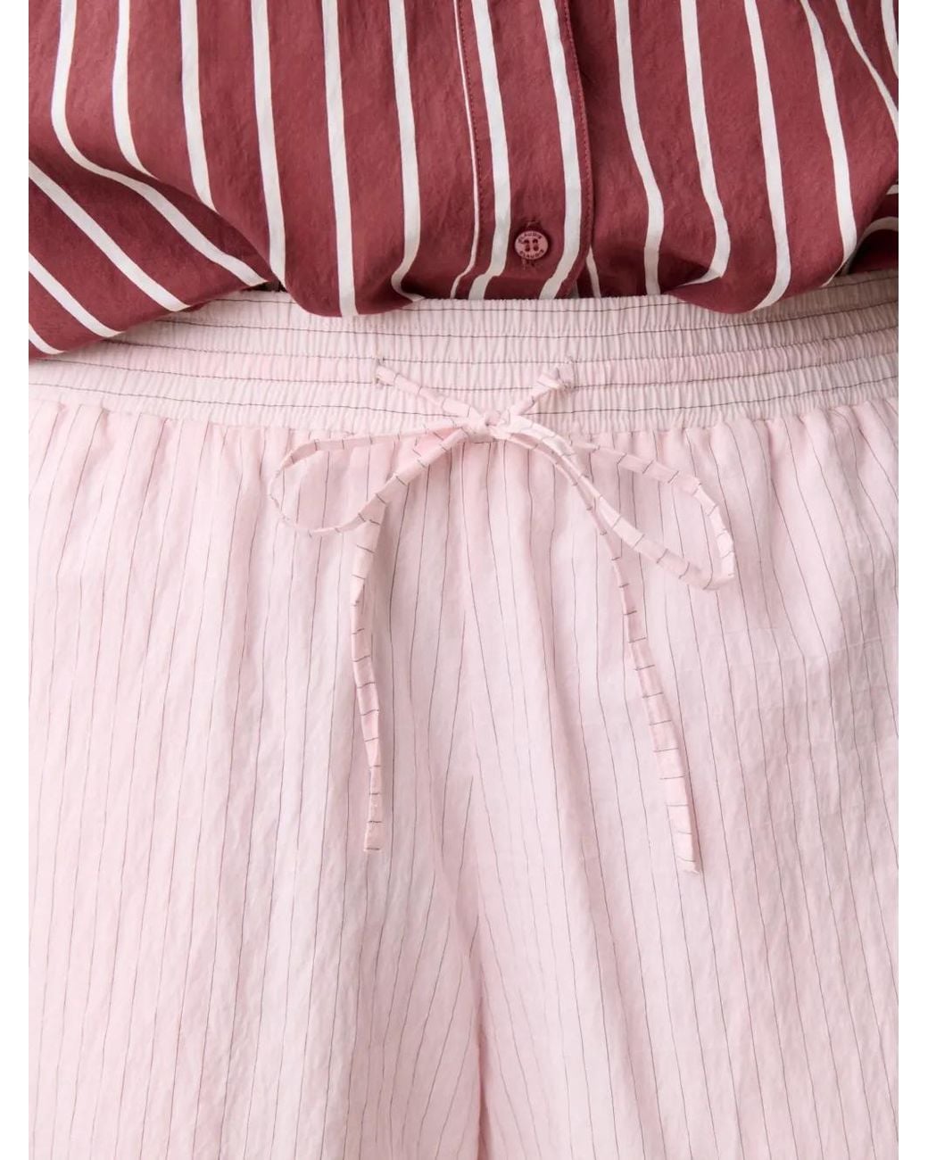 Claudie Pierlot Pink Striped Drawstring Shorts