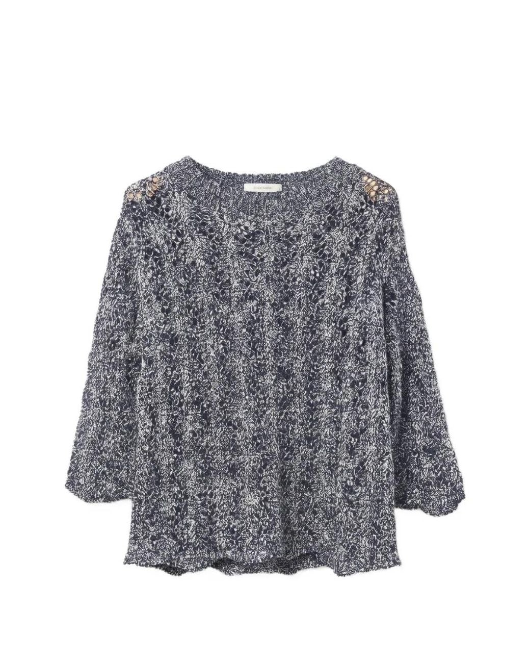 D.exterior Gray Embellished Scallop-Hem Sweater