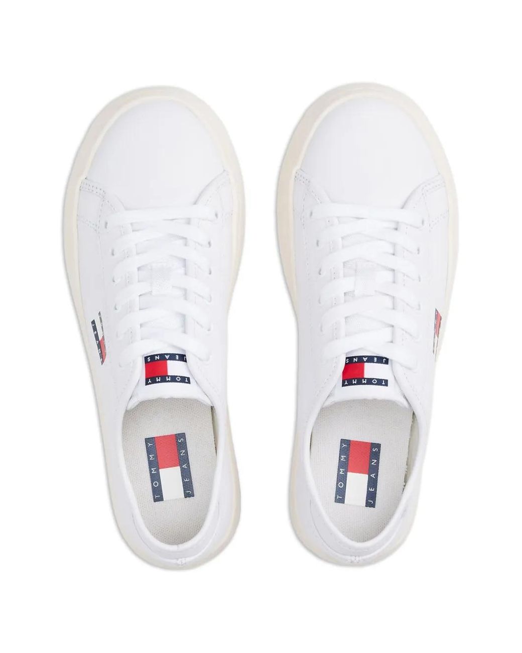 Tommy Hilfiger White Logo-Detail Leather Sneakers