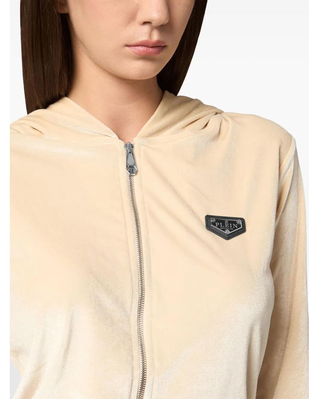 Philipp Plein Natural Strass Skull Hoodie