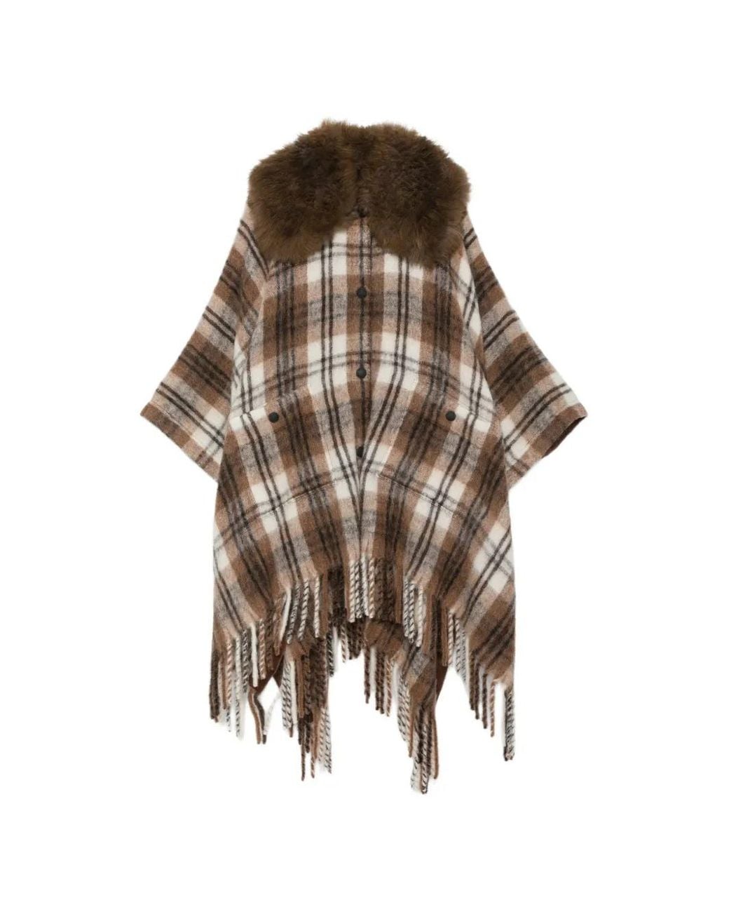 Moncler Multicolor Check-Pattern Cape