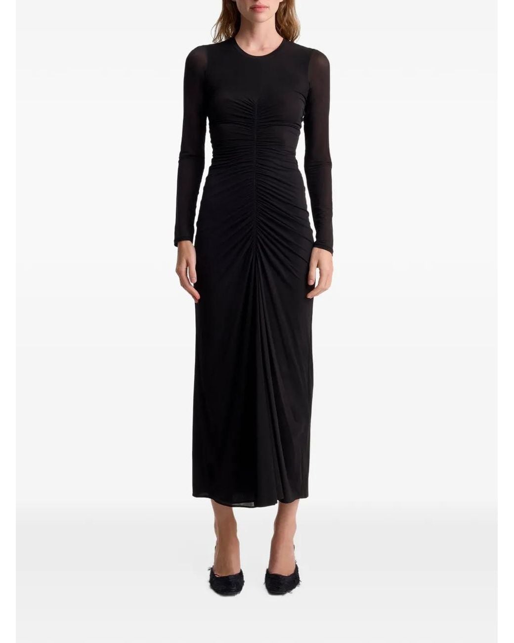 FFORME Black Selena Ruched Fitted Midi Dress