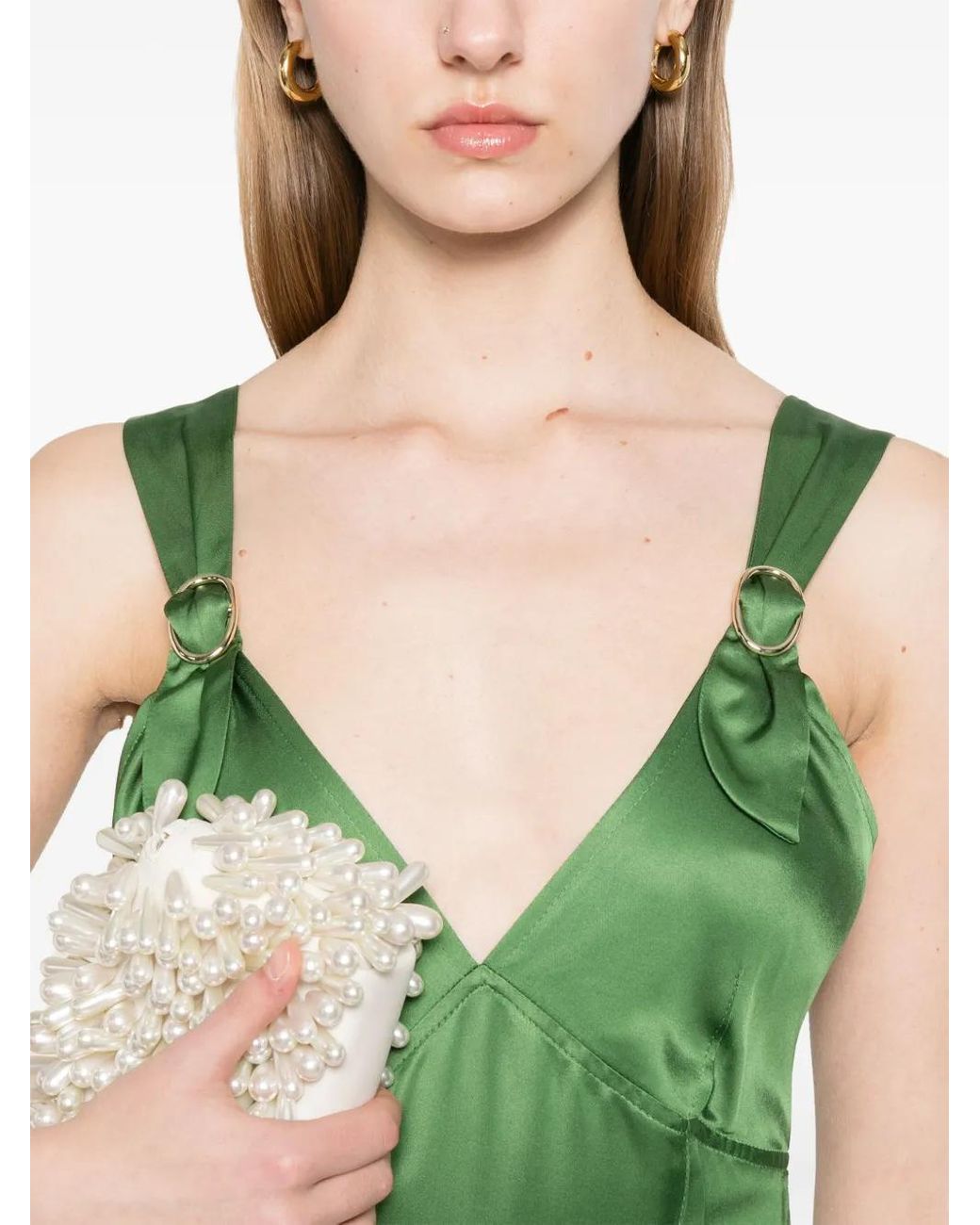 green emerald velvet dress SANDRO DAY DREAM MAXI DRESS IN VISCOSE-KNIT MAXI DRESS