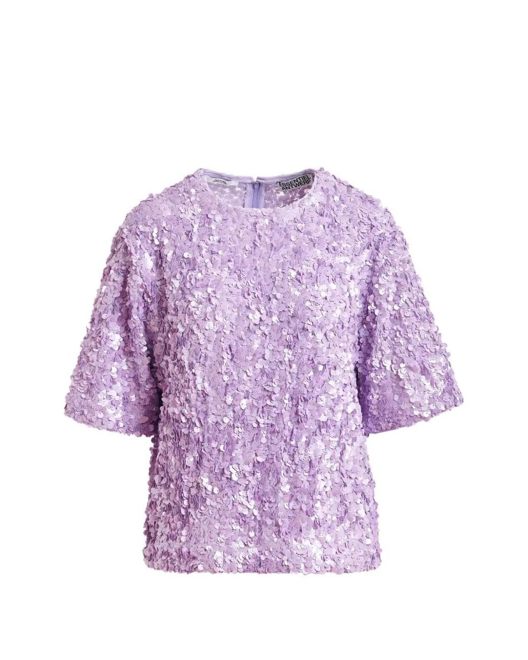 T-Shirt Juli Con Paillettes di Essentiel Antwerp in Purple