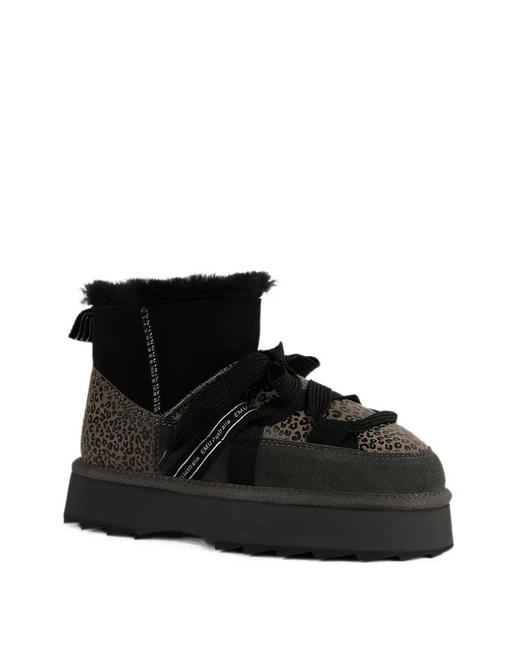 EMU Black Blurred Micro Patchwork Leo Boots