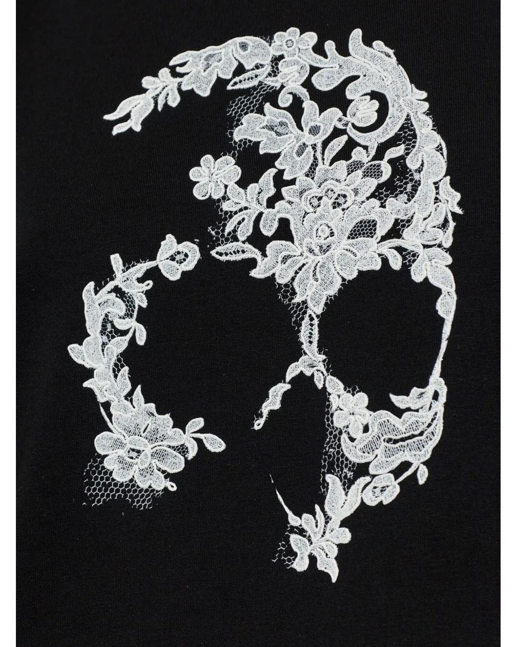 McQueen Black Skull-Lace T-Shirt