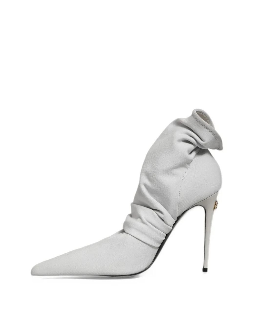 Dolce & Gabbana White Slouchy Pointed-Toe Ankle Boots