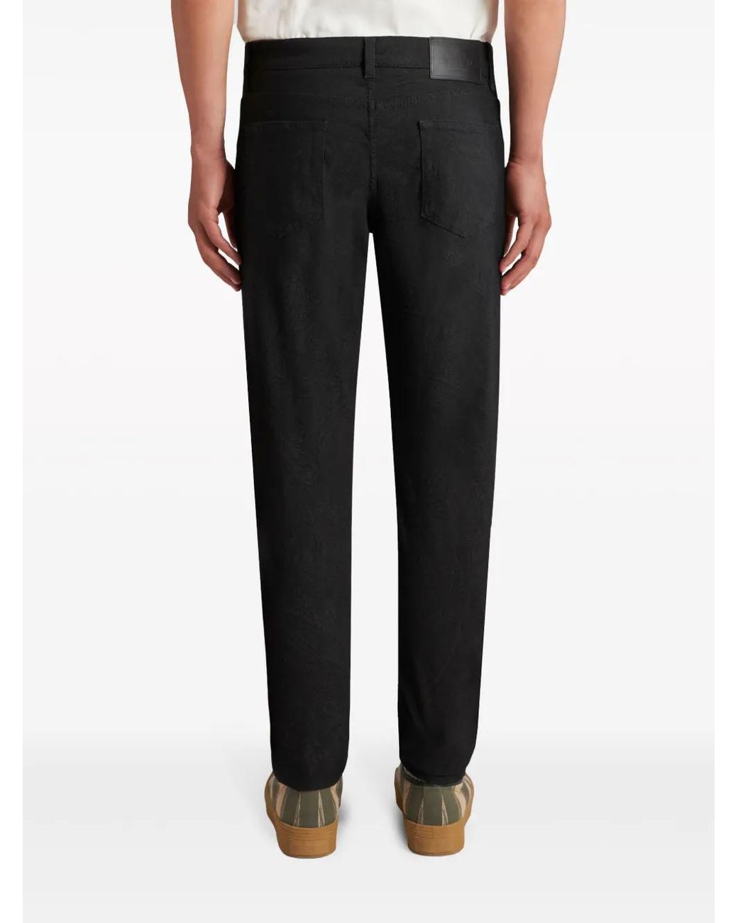Etro Black Patterned-Jacquard Slim-Cut Jeans for men