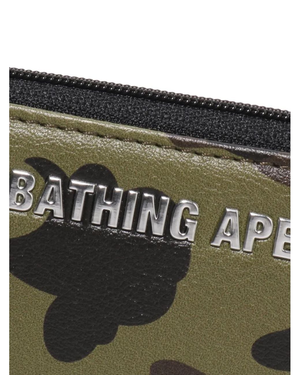 A Bathing Ape Green 1St Camo Zip-Around Wallet for men