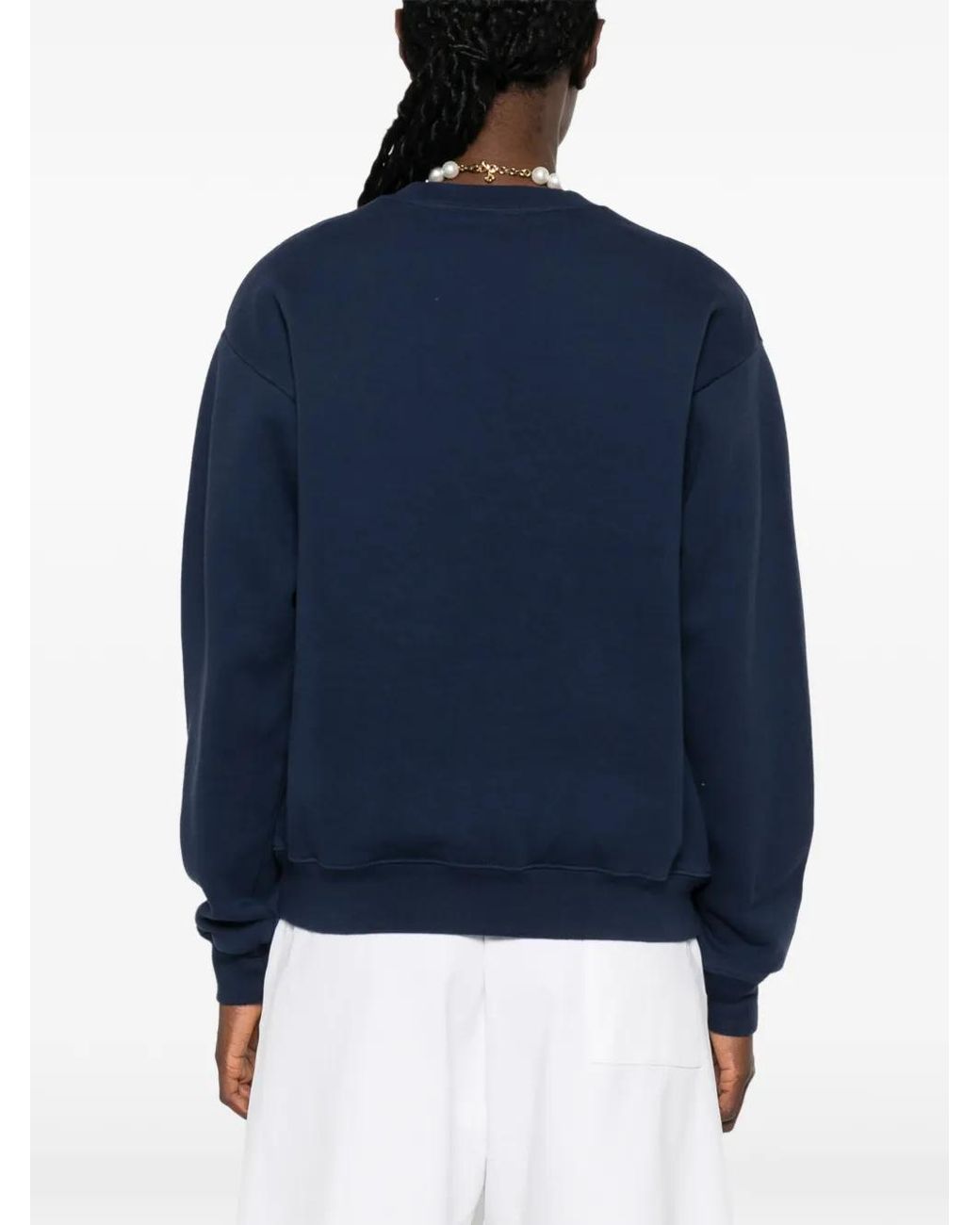 Sporty & Rich Blue Logo-Embroidered Sweatshirt
