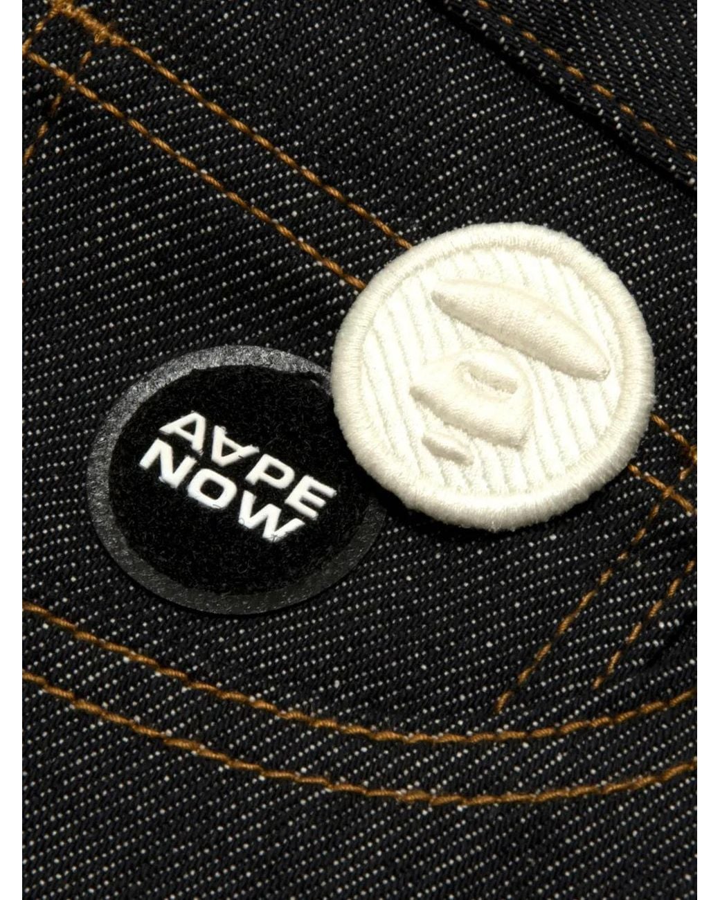Aape By A Bathing Ape Black Logo-Patch Straight-Leg Jeans for men