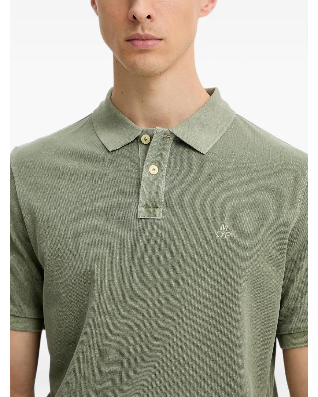 Marc O' Polo Green Logo-Embroidered Short-Sleeve Polo Shirt for men