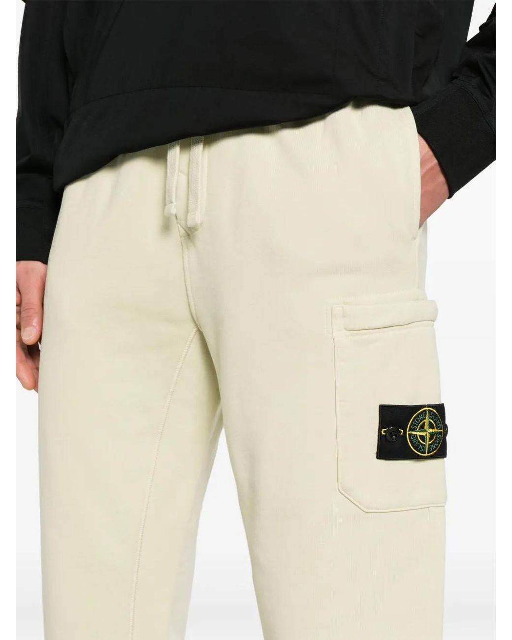 Stone Island Natural Compass-Badge Cotton Track Trousers for men