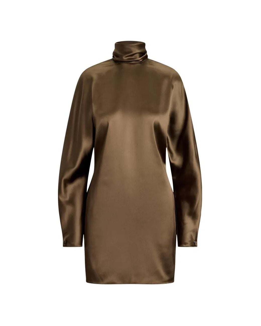 Ralph Lauren Brown Candi Scarf-Neck Mini Dress
