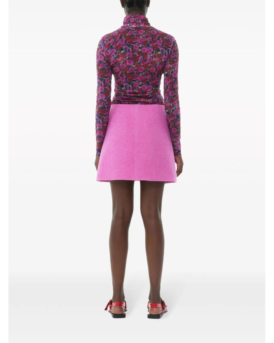 Ganni Pink Recycled Wool-blend Twill Mini Skirt
