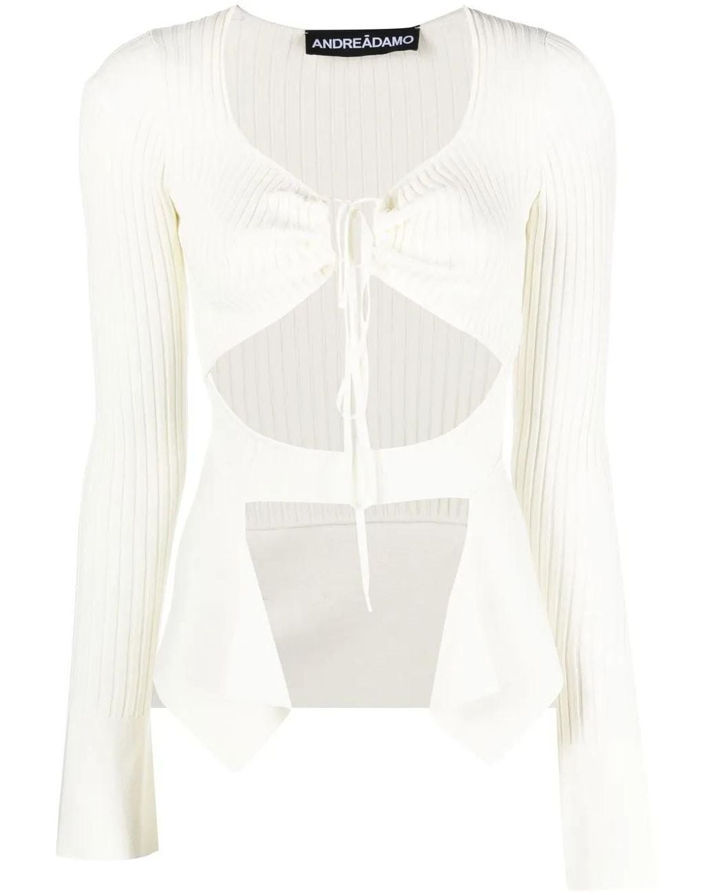 ANDREADAMO White Asymmetric Cut-Out Top