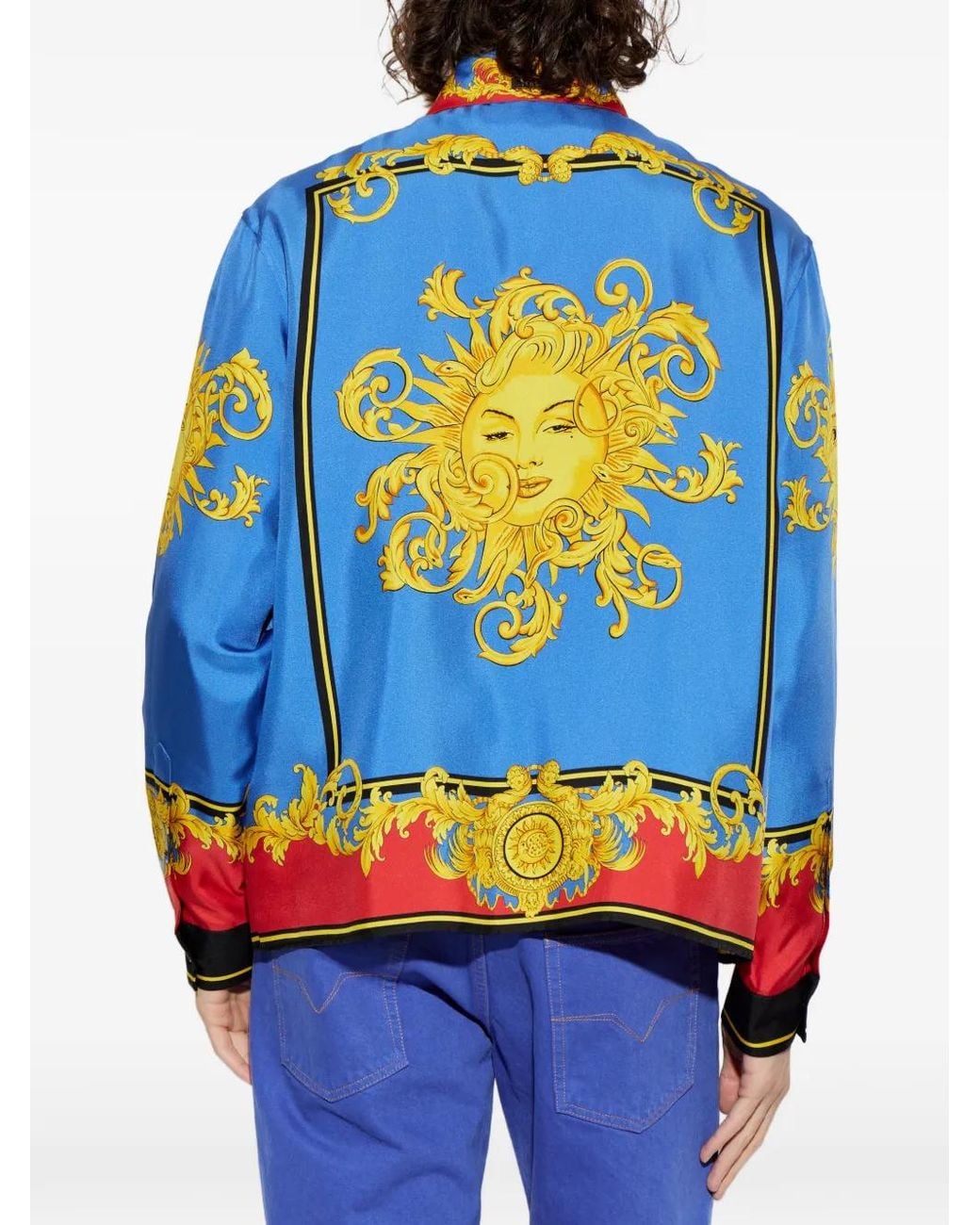 Camicia Con Stampa Sole di Versace in Blue da Uomo
