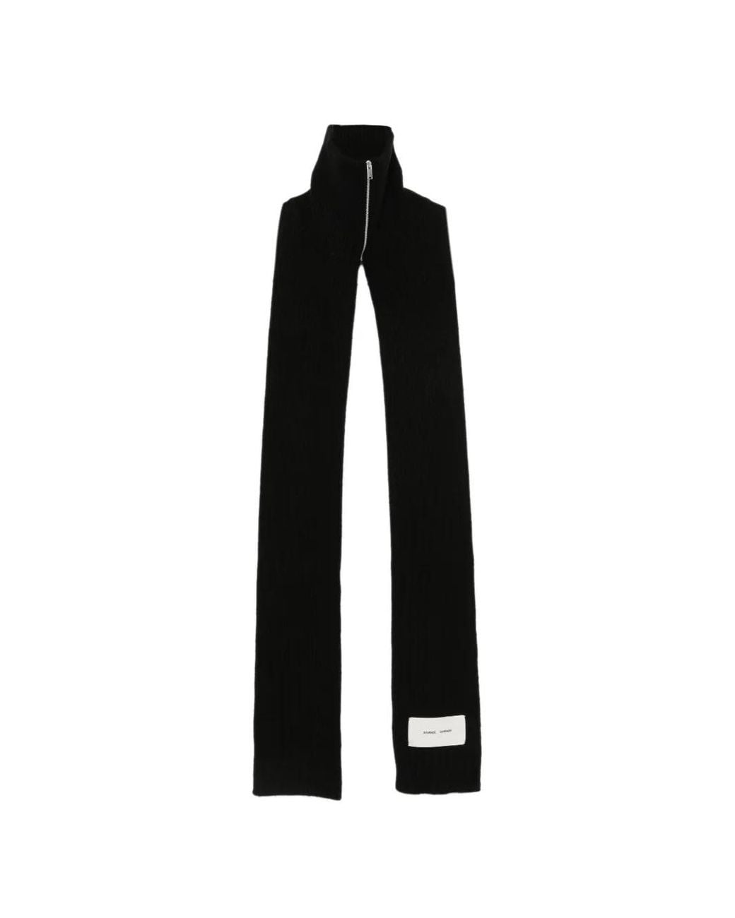 Samsøe & Samsøe Black Ribbed-Knit Zip-Neck Scarf