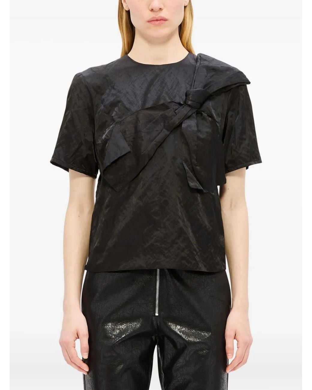 MSGM Black Ruffled Blouse