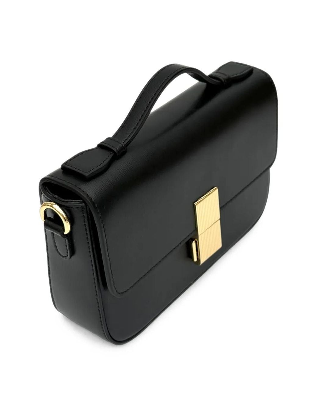 Apatchy London Black Flora-Clasp Leather Tote Bag