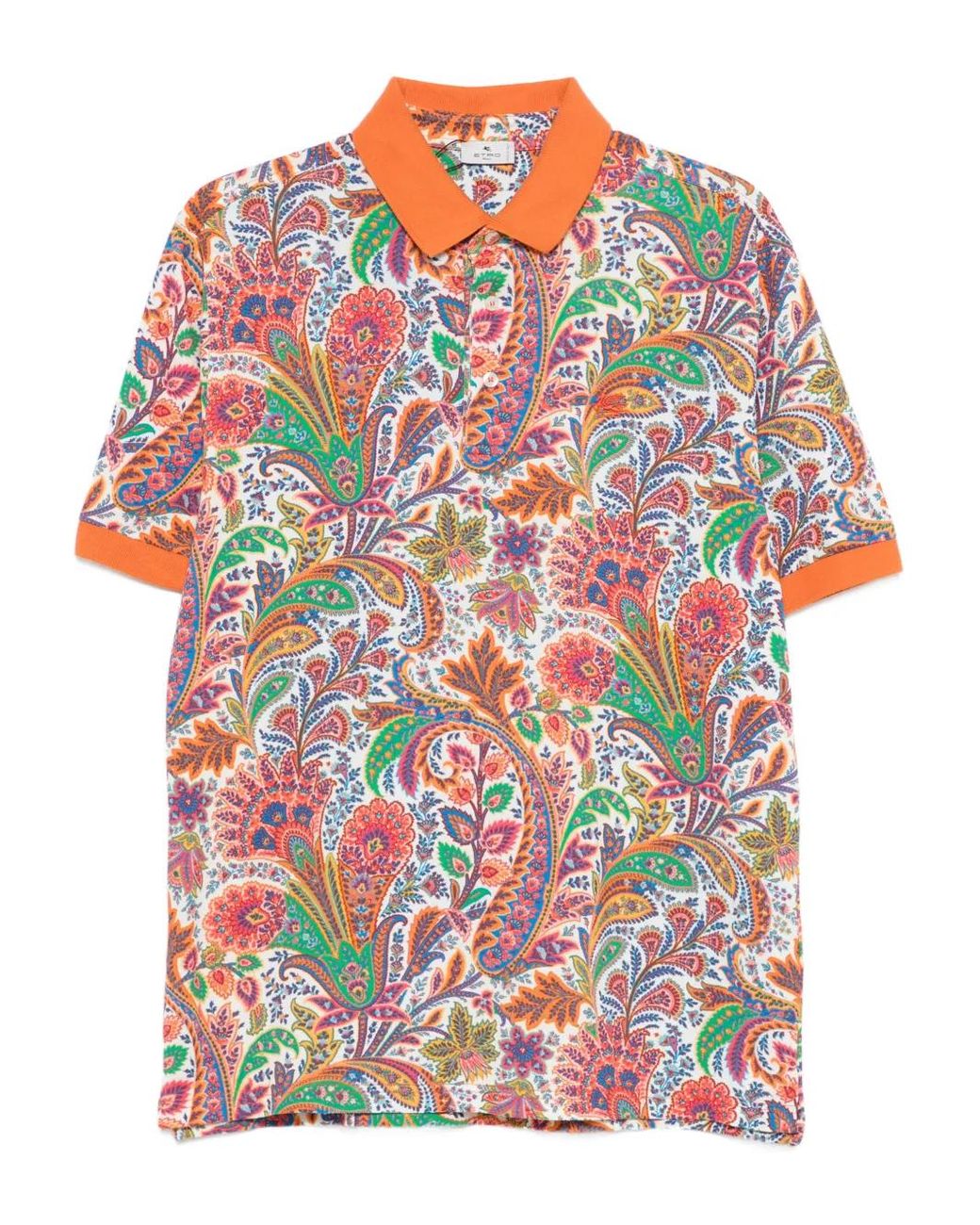 Etro White Paisley Print Polo for men