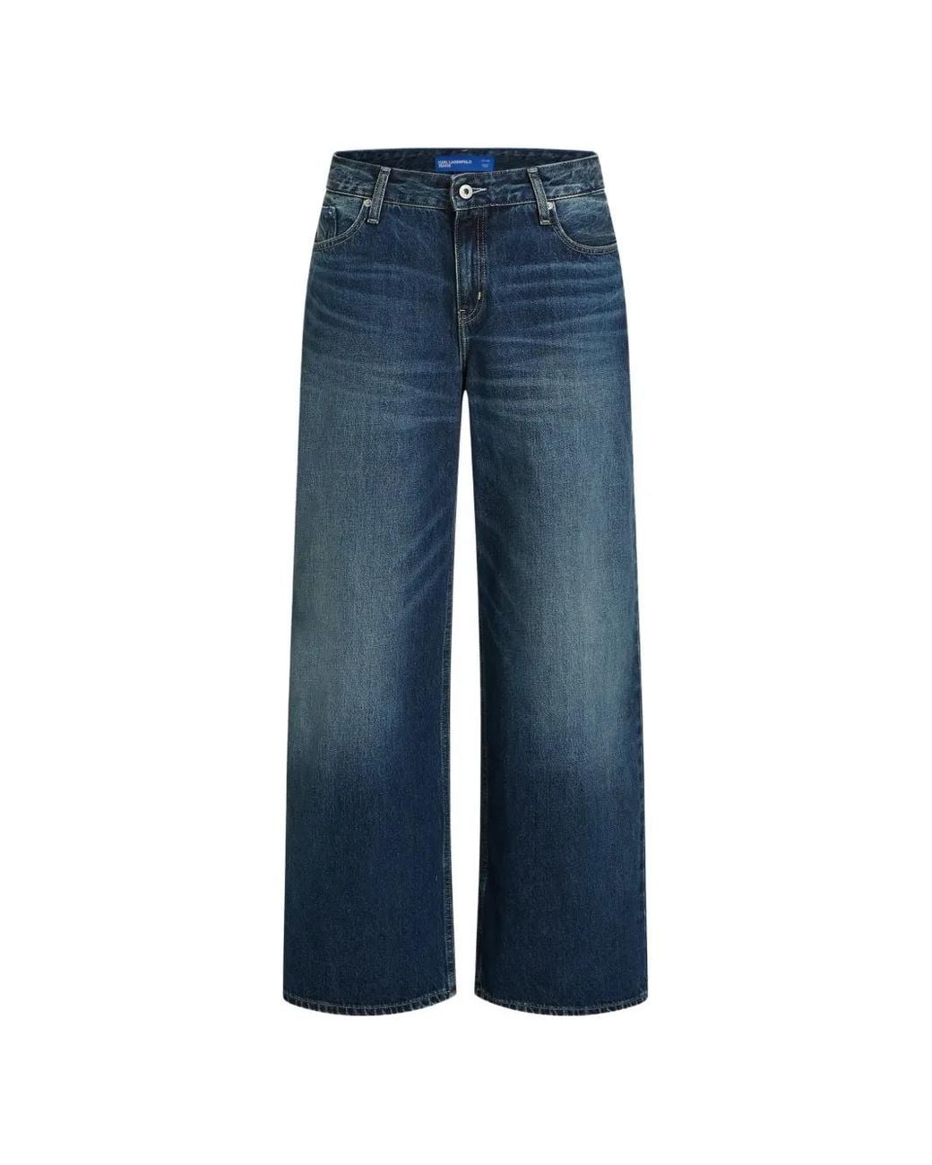 Karl Lagerfeld Blue Low-Rise Wide-Leg Jeans