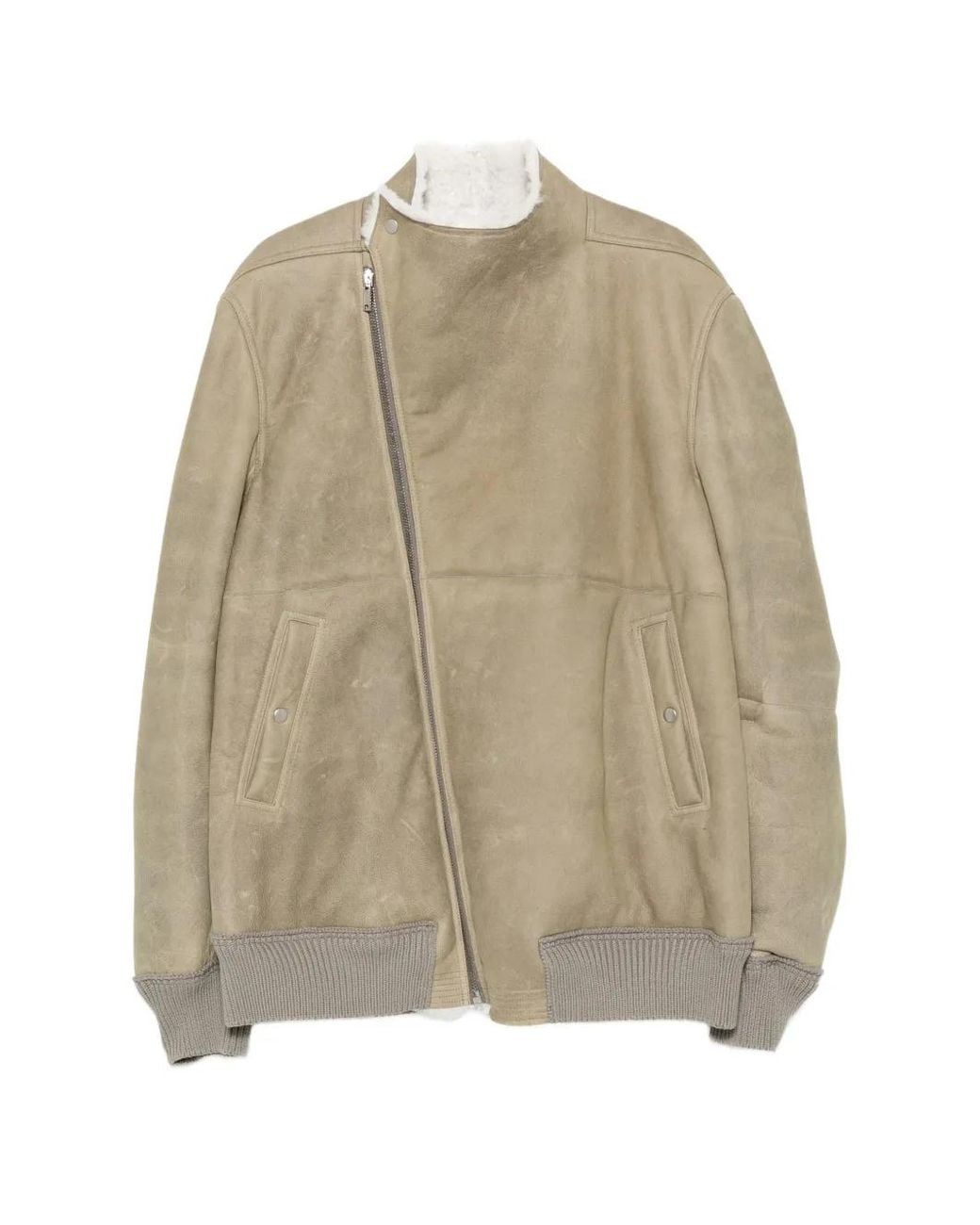 Rick Owens Natural Veste Hollywood Flight À Doublure En Peau Lainée for men