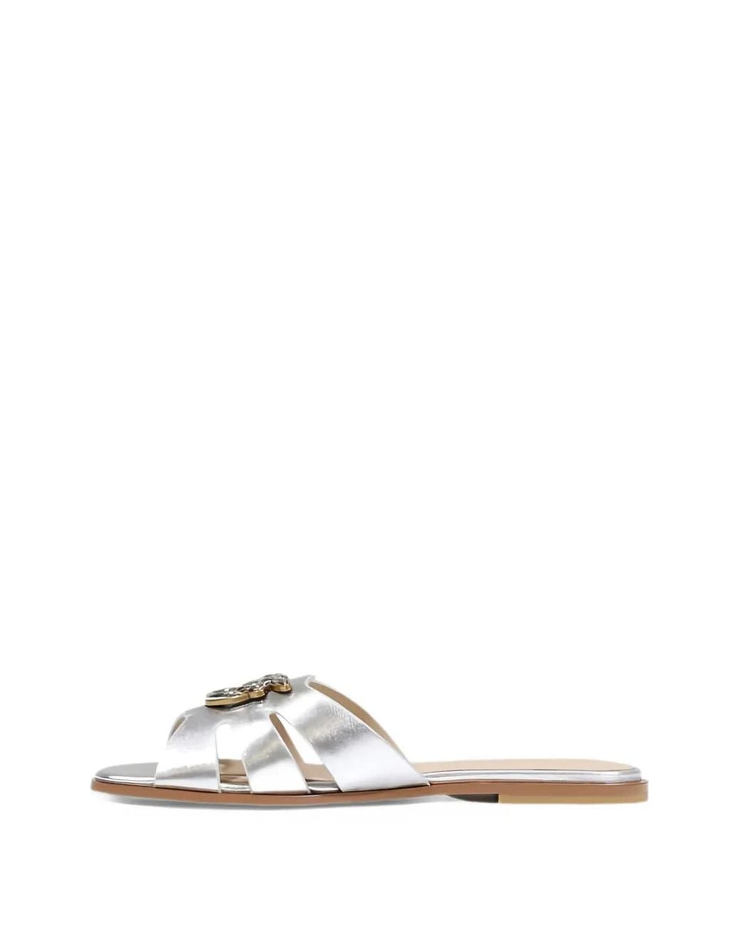 Pinko White Love Birds Cut-Out Sandals