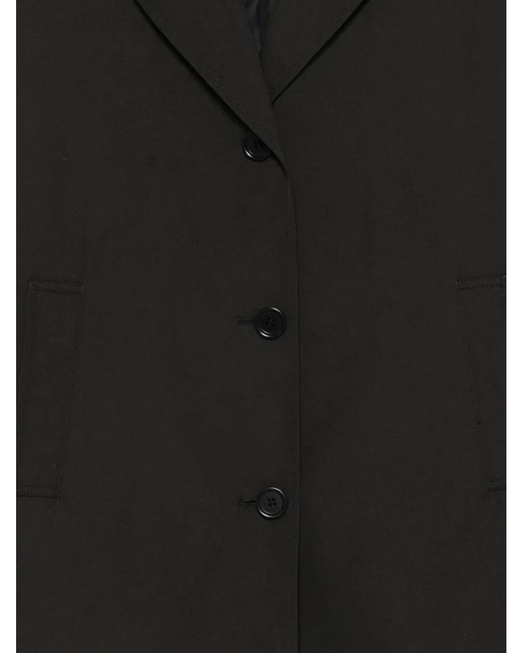 Aspesi Black Notch-Lapel Button-Fastening Coat
